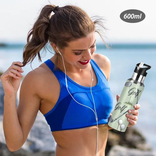 Vista 6 de BPA-Free Sport Water Bottle 32 Oz, Stainless Steel Water Bottle for Gym Outdoor Travel School, Golf Clubs