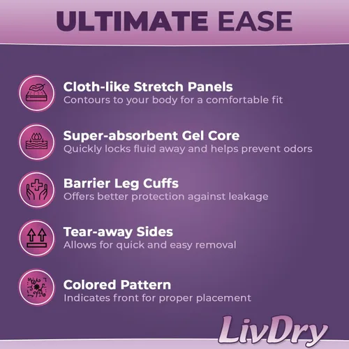 Vista 5 de Livdry M - Pañales para adultos para mujer durante la noche, máxima absorción definitiva, protección durante todo el día o la noche, talla mediana