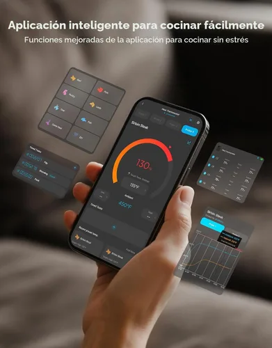 Vista 4 de GoveeLife Termómetro inalámbrico Bluetooth para carne con 2 sondas, base digital independiente, WiFi de alcance ilimitado, precisión de ±1.8℉, IP68