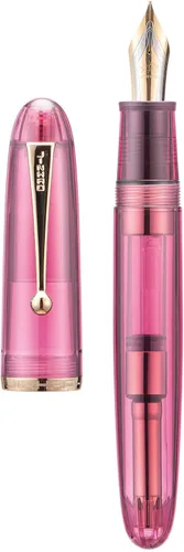 Vista 30 de Jinhao 9019 - Pluma estilográfica serie Dadao con borde dorado acrílico negro #8 punta mediana con convertidor grande para escritura, firma