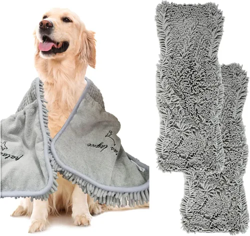 Vista 19 de Patas Lague Toalla absorbente para perros de secado grande, 35 x 15 pulgadas, toalla de baño de microfibra extra grande de secado rápido