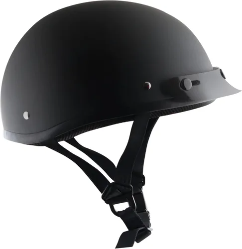 Vista 3 de Detour Helmets D.O.T. - Medio casco negro plano para motociclistas con visera extraíble
