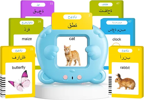 Vista 9 de Tarjetas didácticas parlantes para niños pequeños, juguetes Montessori de aprendizaje con 510 palabras visuales, discurso de bolsillo para niños Azul