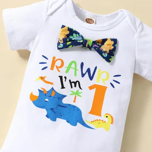 Vista 35 de Ropa divertida para el primer cumpleaños para bebé, ropa para bebé, con corbatín, mameluco, pantalones, conjunto de tirantes, trajes de pastel