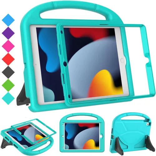 Vista 9 de SUPLIK Funda para niños para iPad de 9ª/8ª/7ª generación - 10.2 pulgadas 2021/2020/2019 Funda con protector de pantalla integrado, asa resistente a