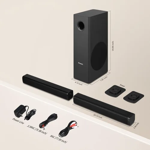 Vista 7 de Elimavi Barra de sonido de 2.1 canales con subwoofer de 5.5 pulgadas
