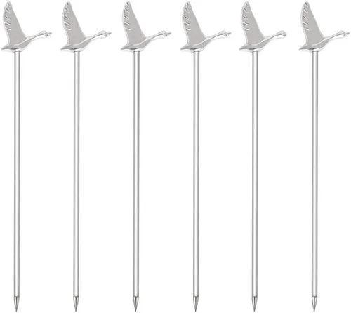 Vista 9 de Juego de 9 palillos de cóctel de Martini reutilizables de aceituna para adornar brochetas de frutas (plata antigua)