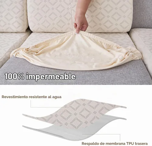 Vista 2 de Fundas de cojín para sofá impermeables, fundas elásticas para sofá modular en forma de L, fundas de cojín lavables y antideslizantes, fundas de sofá