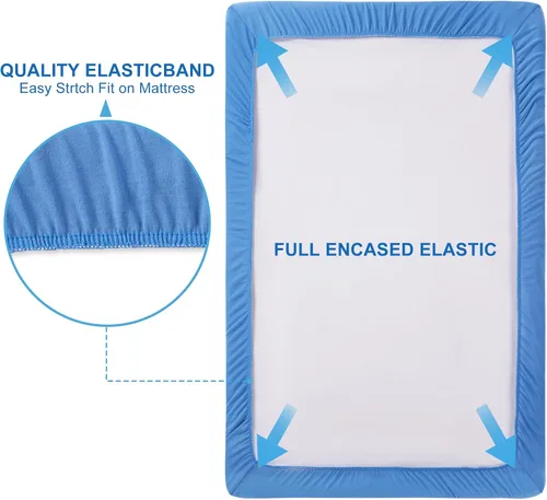 Vista 3 de TILLYOU Juego de sábanas bajeras para cuna, paquete de 2 sábanas para colchón de niño pequeño, suaves y transpirables, 38 x 24 pulgadas, paquete