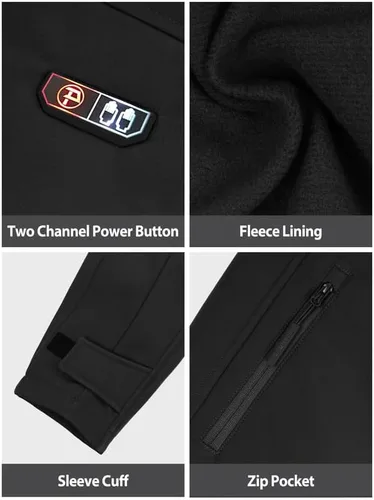 Vista 4 de PTAHDUS Chaqueta térmica para hombre con batería de 7,4 V, con bolsillo calentador de manos