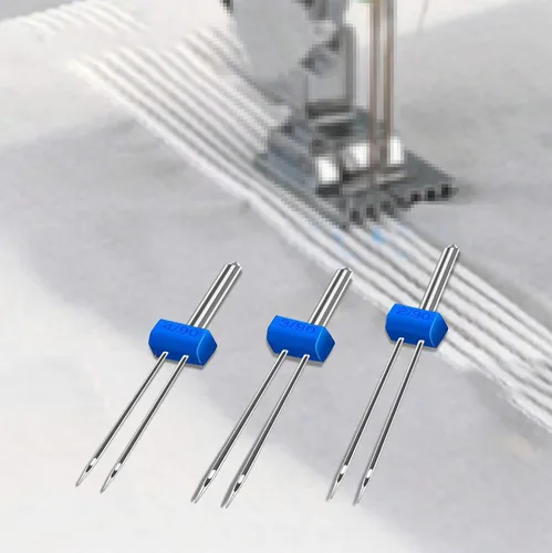 Vista 6 de Agujas gemelas de 3 tamaños para máquina de coser, máquina de estiramiento doble doble agujas para máquina de coser doméstica, 3 tamaños mixtos