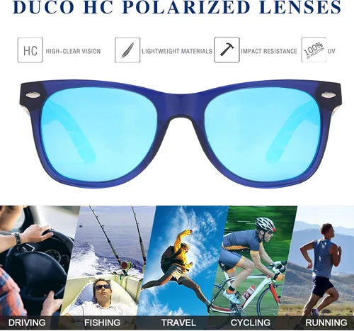 Vista 5 de DUCO Gafas de sol polarizadas hechas a mano de madera de nogal 100% UV 400 protección para hombres 2141