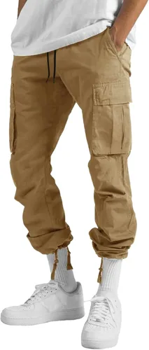 Vista 3 de THWEI Pantalones cargo para hombre, pantalones deportivos casuales de algodón, holgados, rectos