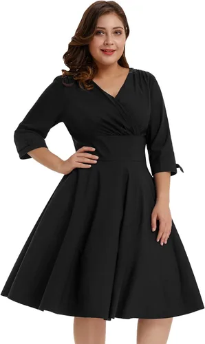 Vista 2 de Hanna Nikole Vestido vintage de los años 1950 con mangas para mujer