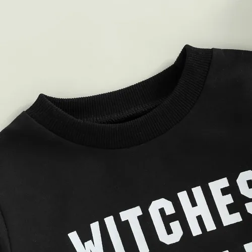 Vista 5 de FYBITBO Sudadera de manga larga con cuello redondo y cuello redondo para bebé, niña, brujas, para otoño