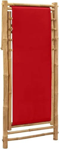 Vista 4 de vidaXL Silla de cubierta roja de bambú y lona Respaldo ajustable Patio, playa, campamento Resistente a la intemperie y duradera Diseño Rojo