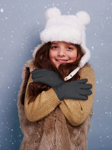 Vista 7 de SATINIOR 3 pares de guantes de invierno de forro polar para niños, guantes de dedos completos cálidos para niños y niñas, suministros de actividades