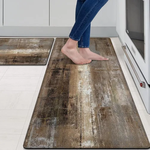 Vista 11 de MAYHMYO Juego de 2 tapetes de cocina antifatiga, diseño de mármol y azul, alfombrillas acolchadas y antideslizantes