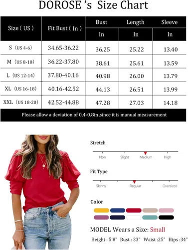 Vista 6 de DOROSE blusa holgada e informal con mangas fruncidas para mujer