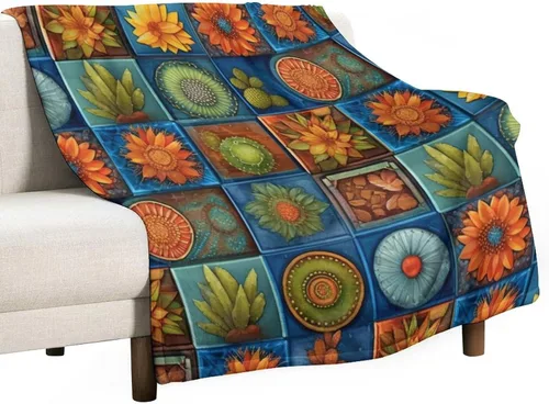 Vista 32 de Manta bohemia mexicana retro a rayas multicolor, manta bohemia étnica cálida de 30 x 40 pulgadas, suave manta de felpa mullida y acogedora manta