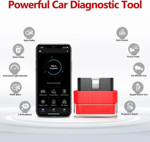 Vista 2 de Escáner OBD2 para Porsche, Benz, Ford, VW, Audi, Bluetooth OBD2 herramienta de diagnóstico para iOS y Android, verifica la luz del motor, lee
