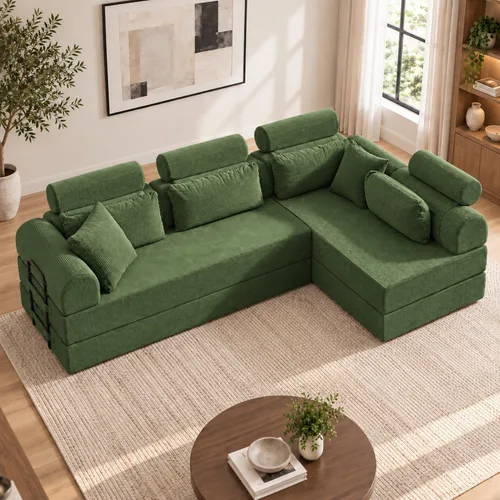 Vista 12 de Sofá modular deshuesado en forma de L de 106 pulgadas, sistema de 2 piezas (2 x 70.87 pulgadas), sofá modular convertible a sofá recto de 141.7