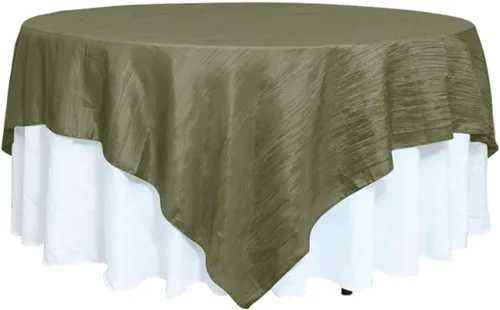 Vista 33 de Efavormart - Mantel cuadrado de tafetán arrugado de acordeón beige de 72 x 72 pulgadas