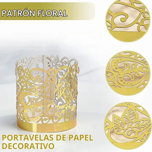 Vista 3 de LOVEINUSA 48 portavelas votivas, velas de té dorado, hada de velas