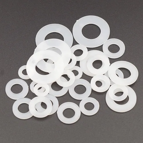 Vista 5 de Kit surtido de arandelas planas métricas M2-M10 de nailon blanco de 550 piezas Separadores de juntas aislantes de plástico para tornillos M2 M2.5