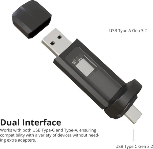 Vista 2 de Timetec 1TB Pro USB 3.2 Gen 2 Tipo-C/Tipo-A SSD Velocidad de lectura 1000MB/s Unidad de estado sólido Stick para iPhone 15/Android/Tablet/Windows/Mac