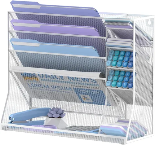 Vista 8 de Organizador de archivos de pared de 5 niveles y soporte para archivos de Negro