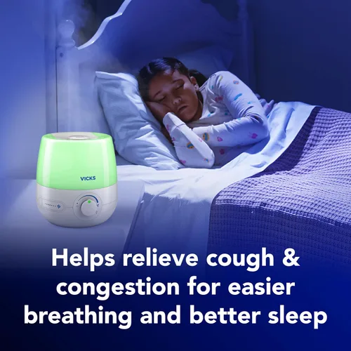 Vista 7 de Vicks NaturalCare Humidificador ultrasónico de niebla fría (VUL530), blanco, habitación pequeña, humidificador y difusor con luz nocturna, funciona