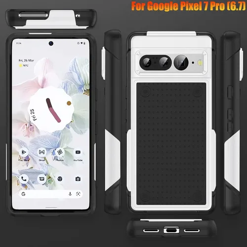 Vista 8 de Funda resistente para Google Pixel 7 Pro de 6.7 pulgadas, 4 esquinas con bolsas de aire [protección contra caídas de 12 pies], agarre texturizado
