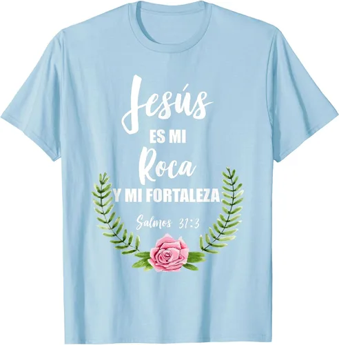 Vista 36 de Jesus ES Mi Roca - Camiseta con versículo bíblico cristiano español Salmos Asphalt Grey