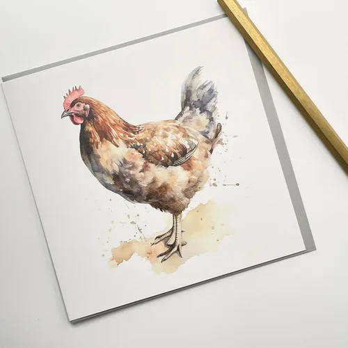 Vista 2 de Old English Co. - Tarjeta de felicitación de gallina de acuarela para cumpleaños, bonita tarjeta de cumpleaños para mamá, nan, hermana, ella