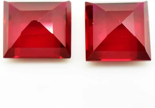 Vista 7 de Ramagems - Piedra preciosa suelta de rubí rojo natural para hacer joyas, corte rectangular, de 7 a 8 unidades cada par, piedra preciosa de rubí