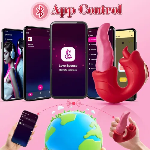 Vista 6 de Vibrador para Adultos, Juguetes Sexuales para Mujeres, Potente Vibrador de Lengua con Péndulo y Dildo de Empuje Controlado por APP con 10 Modos