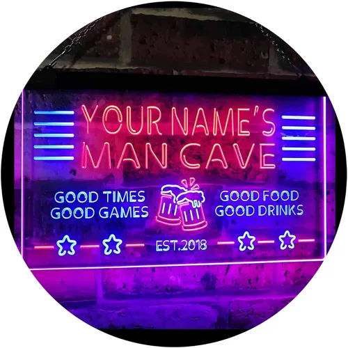 Vista 23 de ADVPRO Letrero de neón LED personalizado con texto en inglés "Man Cave Home Bar Est. Year Single Color LED Neon Sign 12 x 8.5" st4s32-x0012a-tm-b