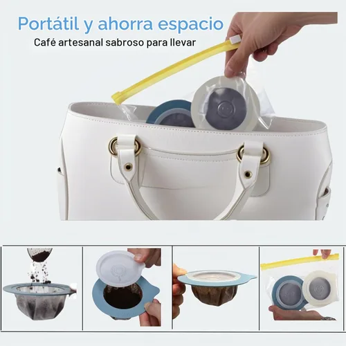 Vista 4 de 30 filtros de café reutilizables para verter sobre café, cafetera para acampar, café, viajes, cafetera de una sola porción