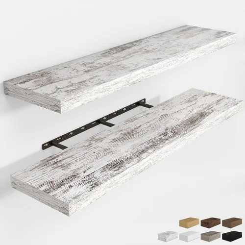 Vista 57 de RICHFOCUS Estantes flotantes de 8 pulgadas para estantes cuadrados de pared para dormitorio, cocina, baño, estante flotante de madera rústica