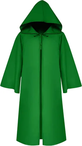 Vista 4 de FRMUIC Capa medieval renacentista, túnica unisex con capucha, bata para Halloween, cosplay, capa de monje de bruja, sacerdote Capa de cosplay