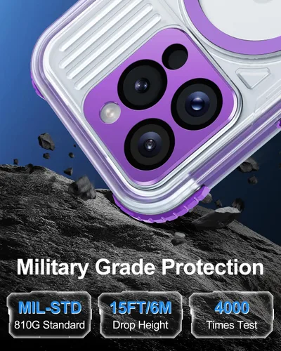 Vista 6 de Funda impermeable para iPhone 15 Pro Max, [lente y protector de pantalla integrados] [IP68 bajo el agua] [15 pies militares a prueba de golpes]