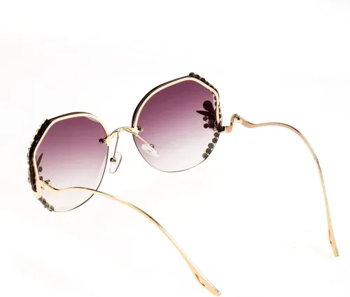 Vista 3 de Gafas de sol con protección UV para mujer gafas de sol de estilo moderno con borde de cristal con caja de gafas de sol