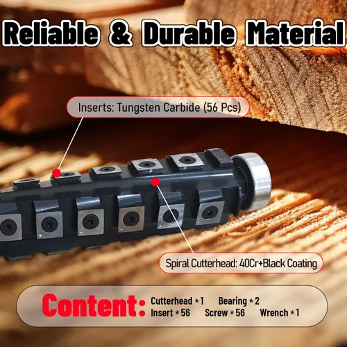 Vista 3 de Cabezal de corte helicoidal espiral de 13 pulgadas para cepilladora DeWalt DW735 DW735X