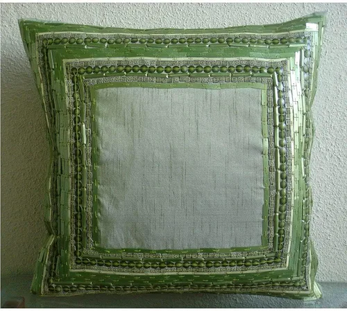 Vista 3 de The HomeCentric Fundas de almohada decorativas con bordes de 12 x 12 pulgadas Funda de cojín de seda de arte moderno Fundas de almohada verdes