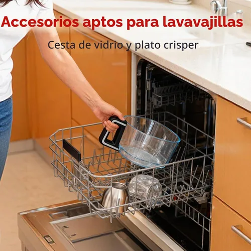 Vista 4 de OLIXIS Freidora de aire de vidrio de 4.7 cuartos de galón, freidora de aire no tóxica con 10 modos de cocción preestablecidos, tecnología rápida