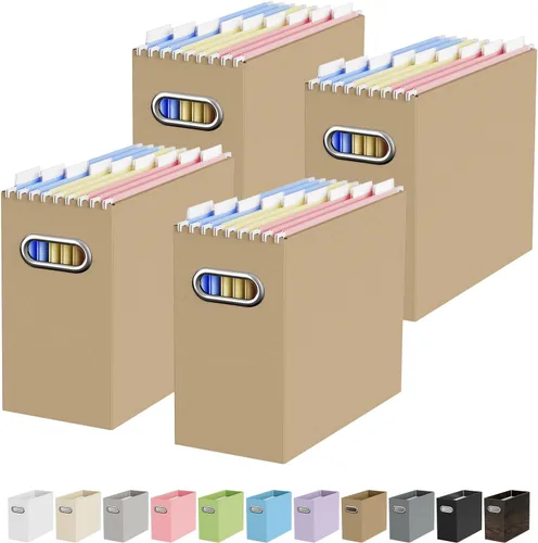 Vista 71 de Oterri Caja Organizadora de Archivos de Cartón para Carpetas Colgantes Tamaño Carta, Caja de Archivos para Escritorio de Computadora, Archivador