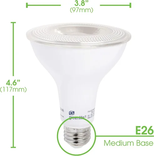 Vista 4 de Greenlite Bombilla LED PAR30 de cuello largo regulable, 11 W (equivalente a 75 W), 850 lúmenes, 2700 K blanco suave, interior/exterior, resistente a