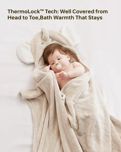 Vista 6 de Toallas de bebé con capucha súper absorbentes, para invierno, extra grandes, 49 x 31 pulgadas, forro polar coral ultrasuave para recién nacidos