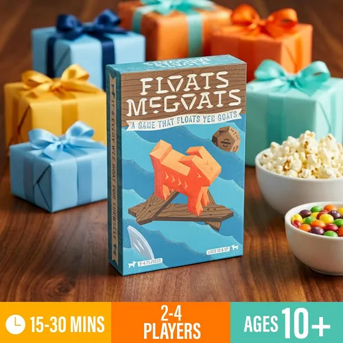 Vista 6 de Hootenanny Games Floats McGoats - Juego de mesa Construye una balsa y salva a tus cabras Perfecto para juegos familiares 2-4 jugadores, a